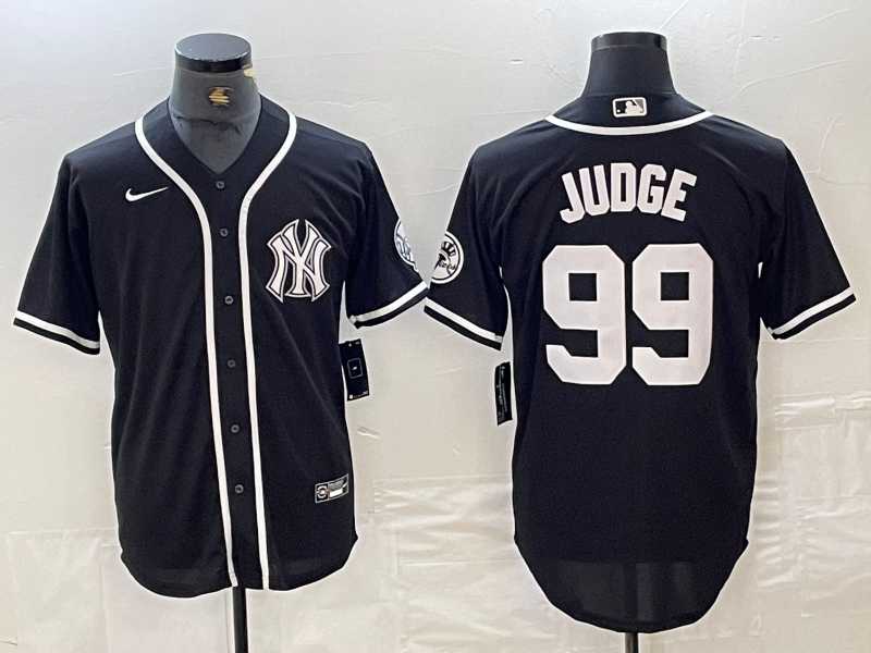 Mens New York Yankees #99 Aaron Judge Black White Cool Base Stitched Jersey